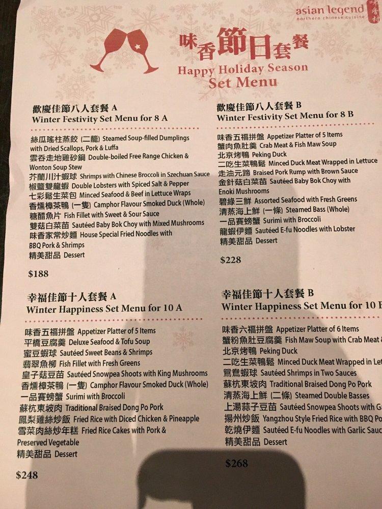Menu de Asian Legend