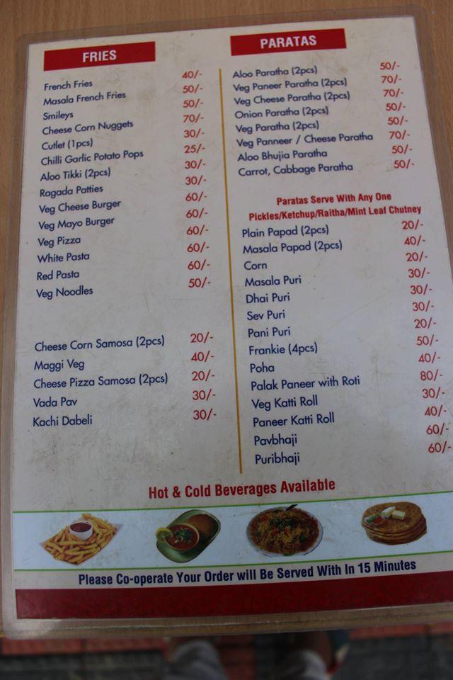 Menu at Planet Cafe, Mysuru