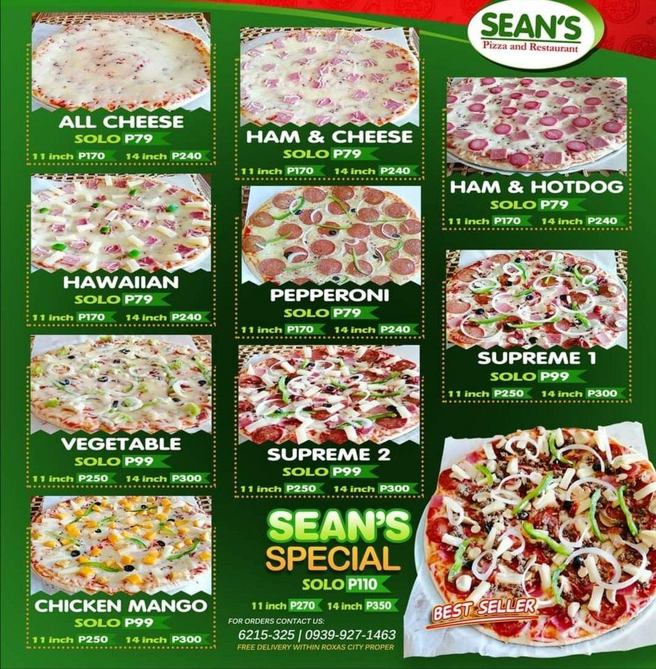 Menu at Sean's Pizza and Restaurant Roxas City, Roxas City