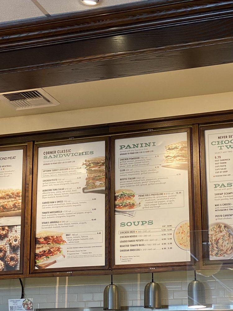 Menu at Corner Bakery, Whittier