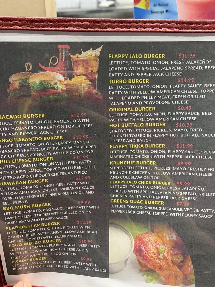 Menu at Flappy Wings & Burgers restaurant, Katy, W Grand Pkwy S 108