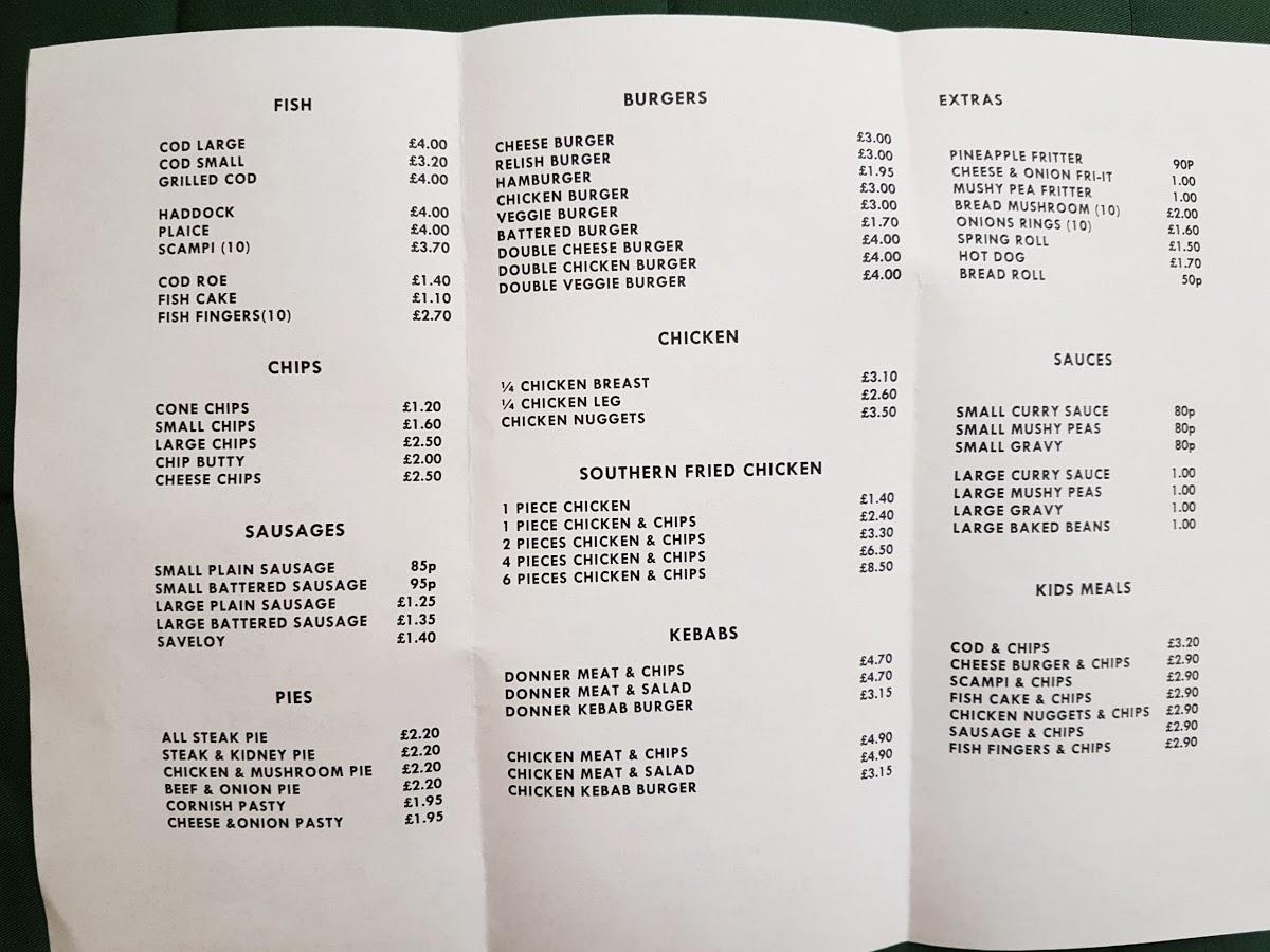 Menu at Benhall Fish Bar, Cheltenham