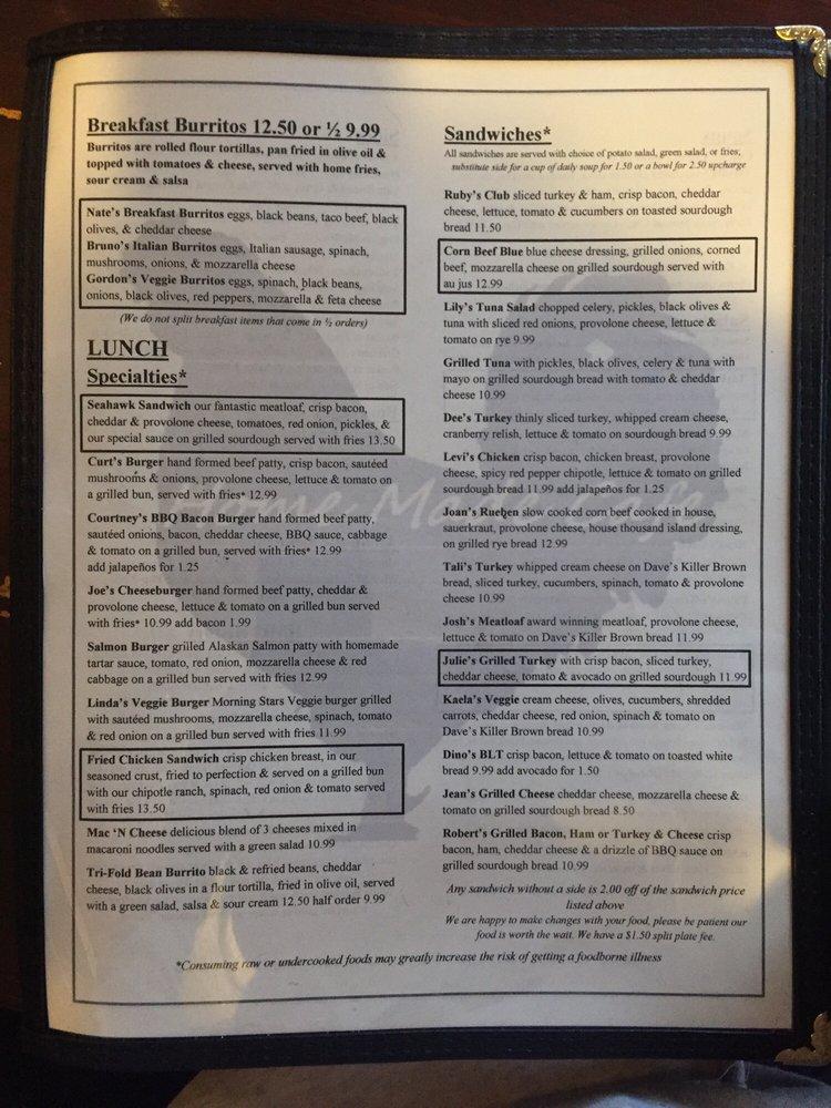Menu at Home Made Cafe, Port Orchard