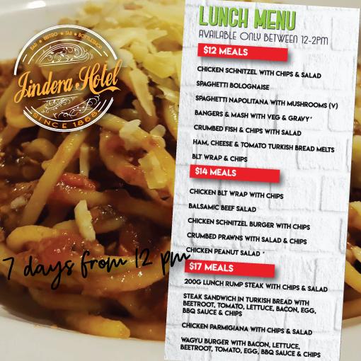Menu at Jindera Hotel pub & bar, Jindera