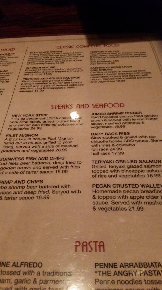 Menu at Sarna's Classic Grill restaurant, Columbia Heights