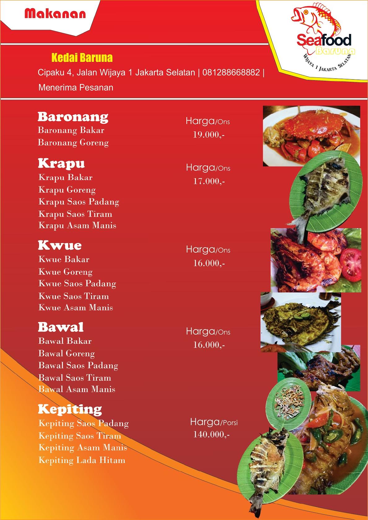 Menu At Seafood Kedai Baruna, Jakarta