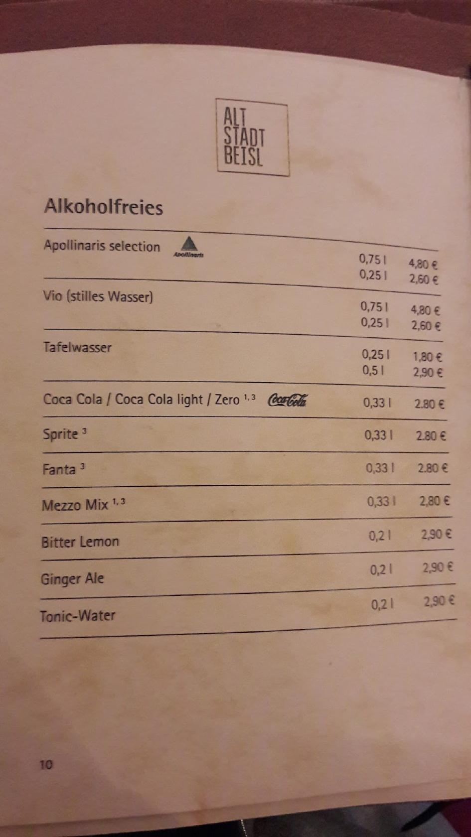 Speisekarte von Altstadt Beisl Passau restaurant, Passau