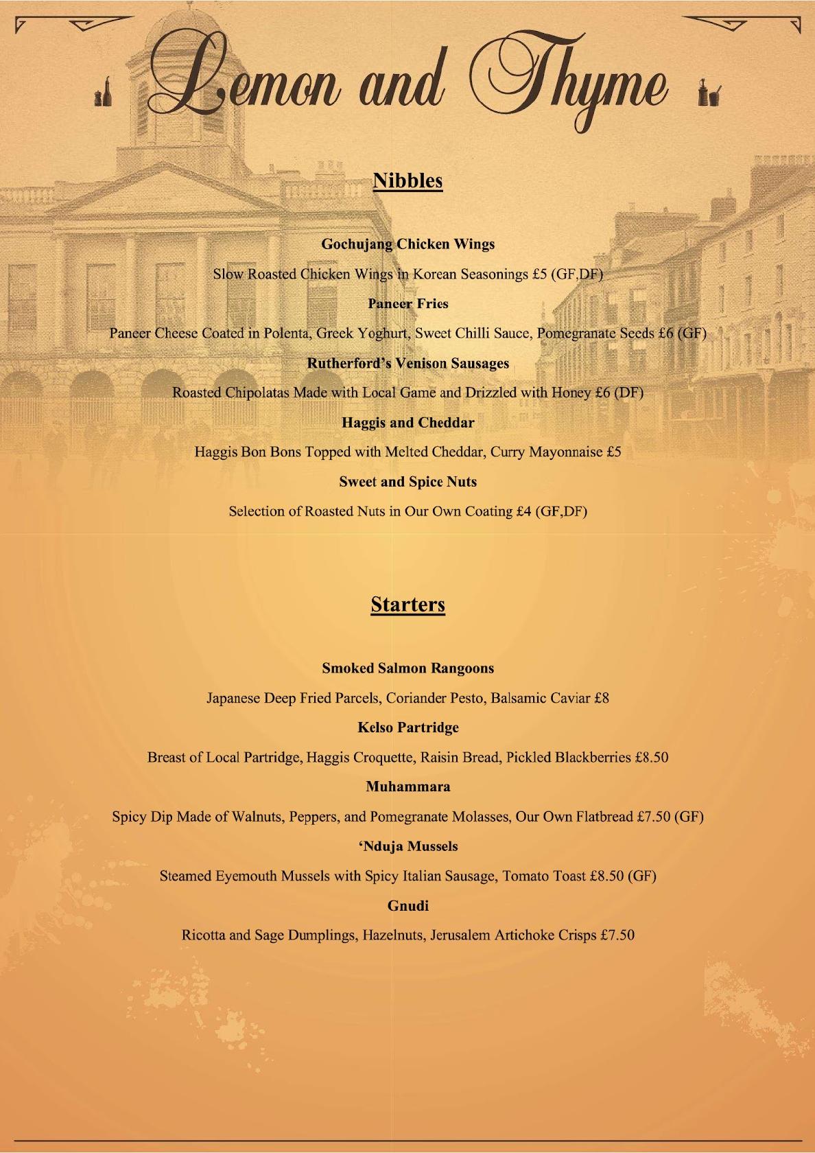 Menu at Salt’N’Fire restaurant, Kelso