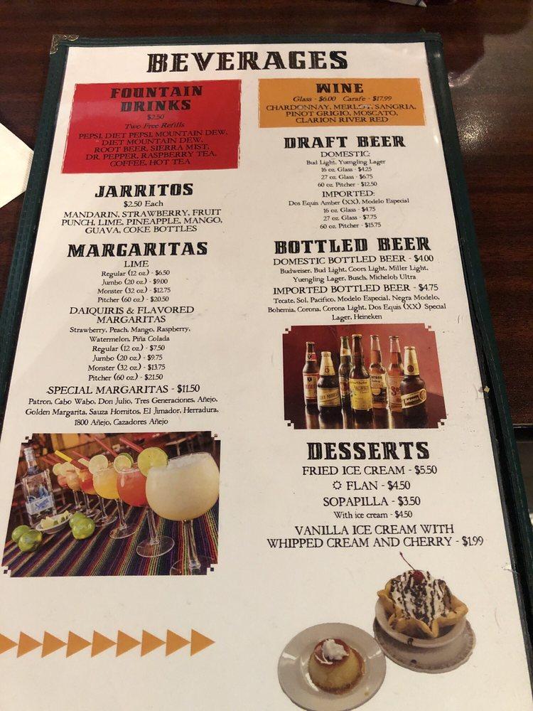 Menu at Cozumel Mexican Restaurant & Cantina, Clarion