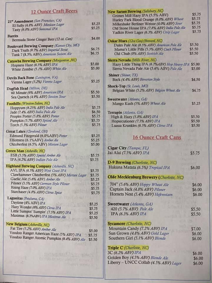 Menu at Steamers Sports Pub, Charlotte