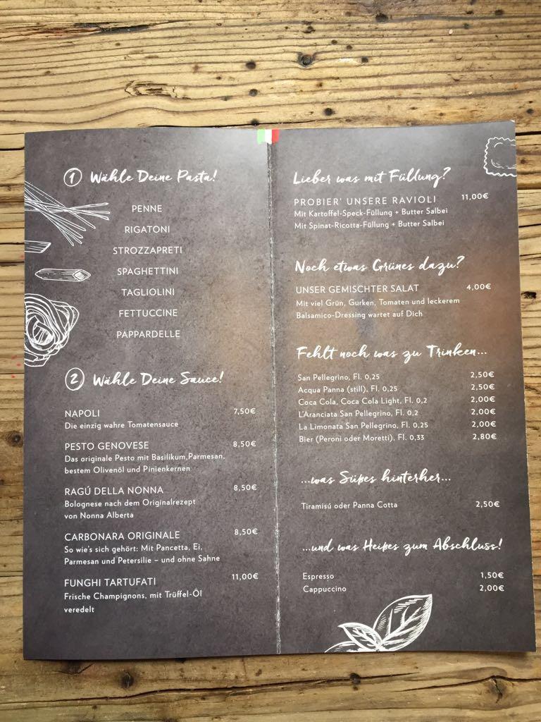 Speisekarte von Amano Pasta e Basta restaurant, Brühl