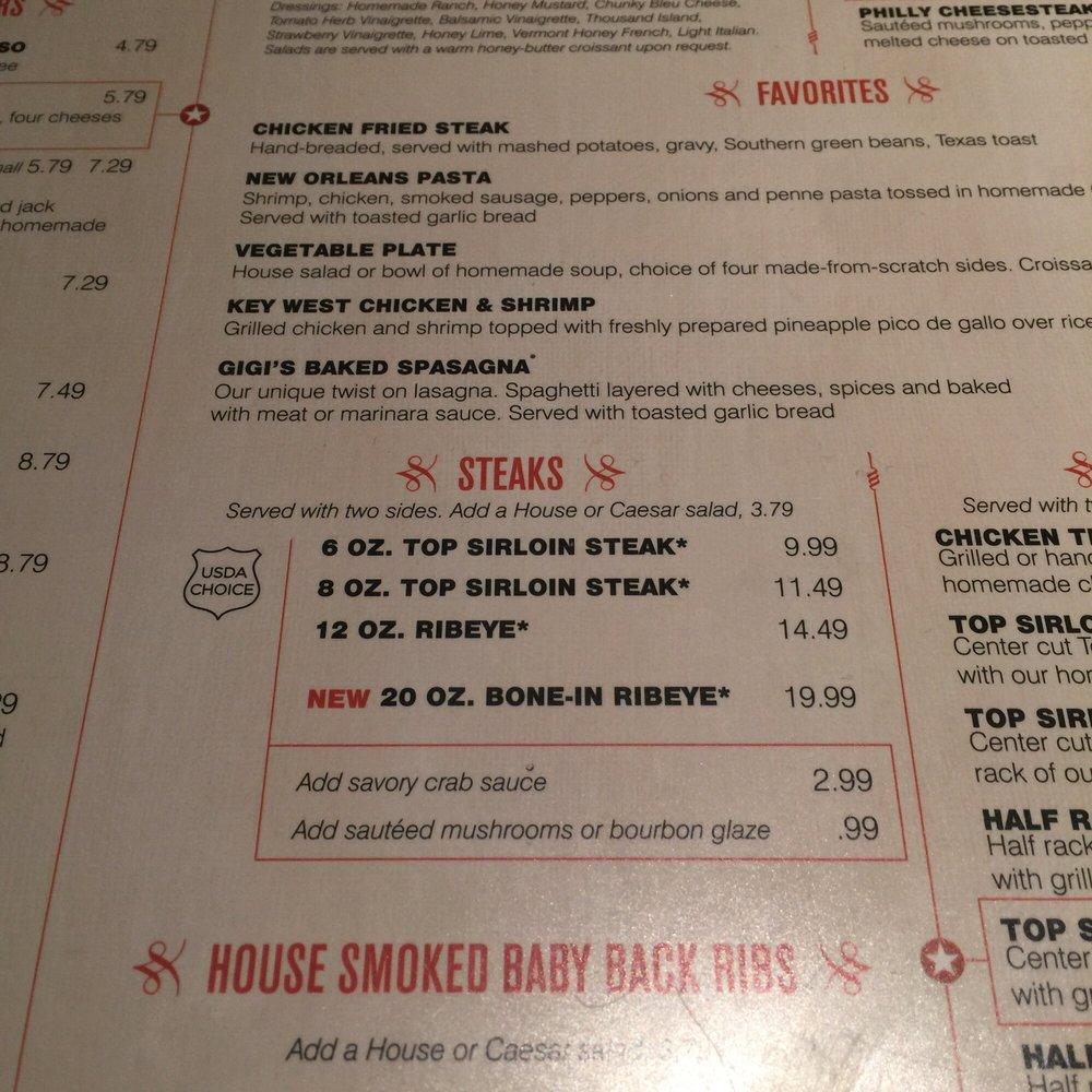 Menu at Cheddar's Scratch Kitchen restaurant, Midwest City, SE 29th St