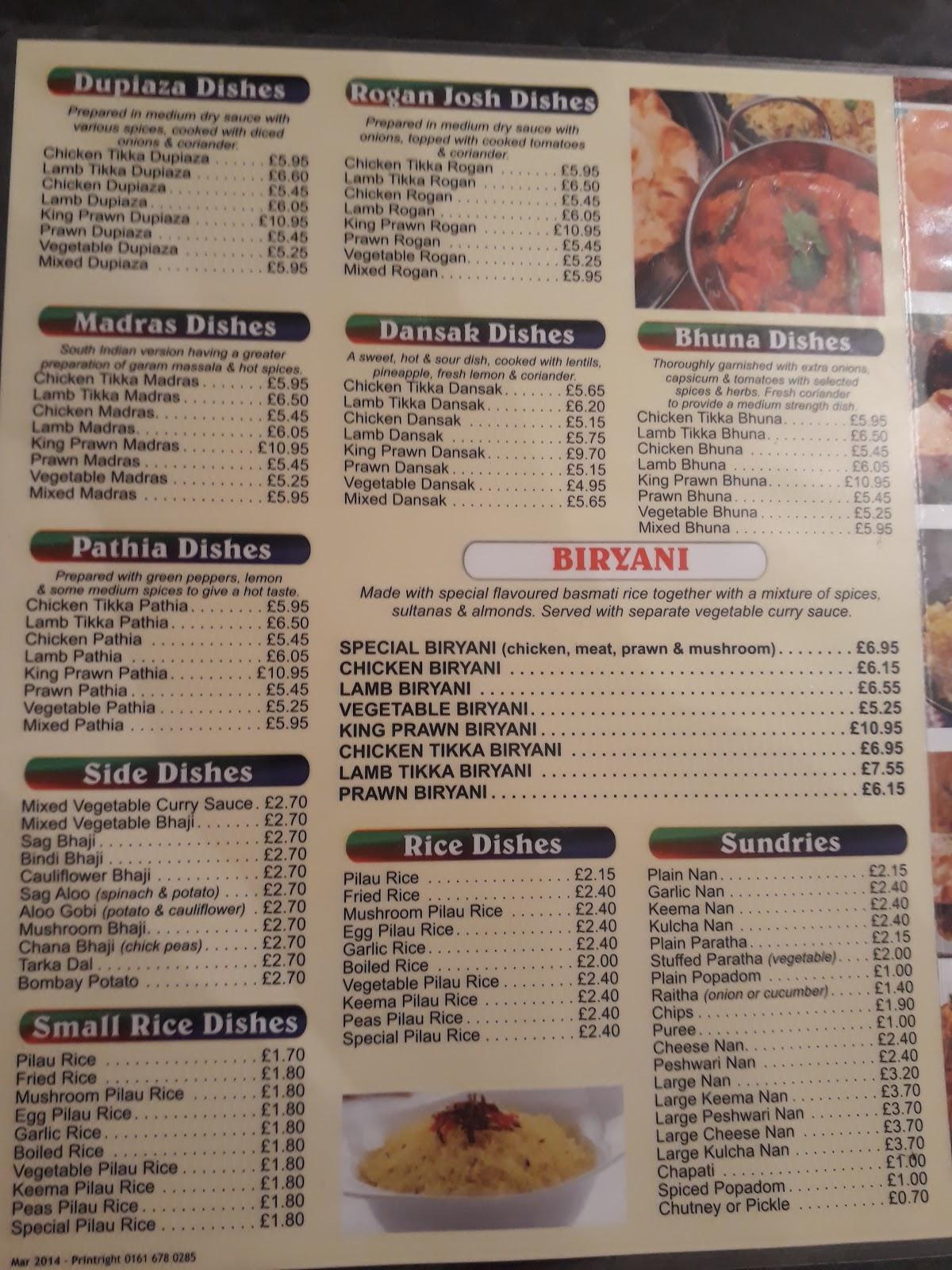 Menu at The Raj Takeaway Madeley fast food, England