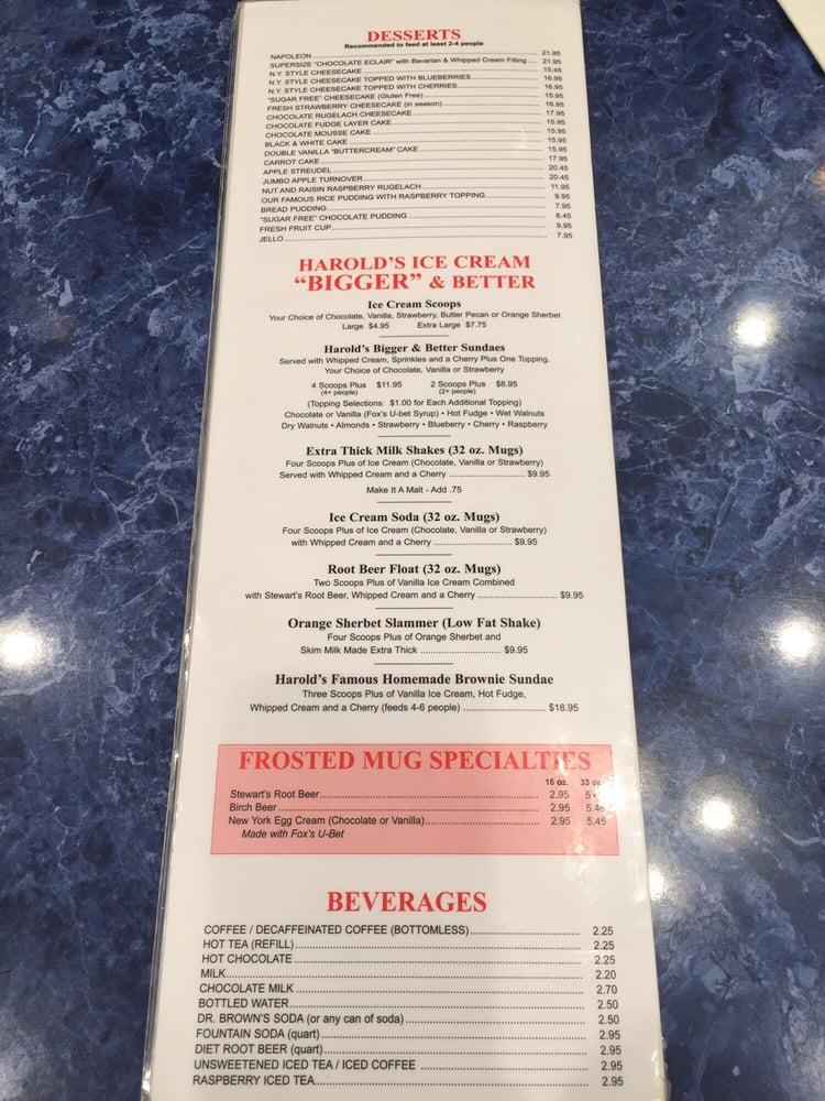 Menu at Harold's New York Deli restaurant, Edison, King Post Rd