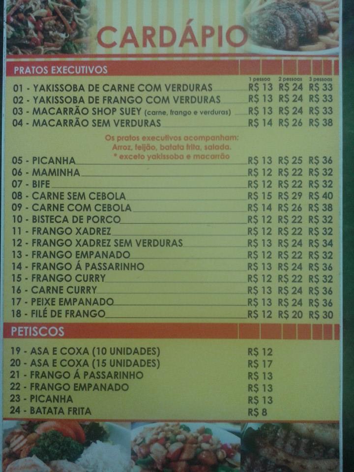 Restaurante Família Rio Claro SP cardápio