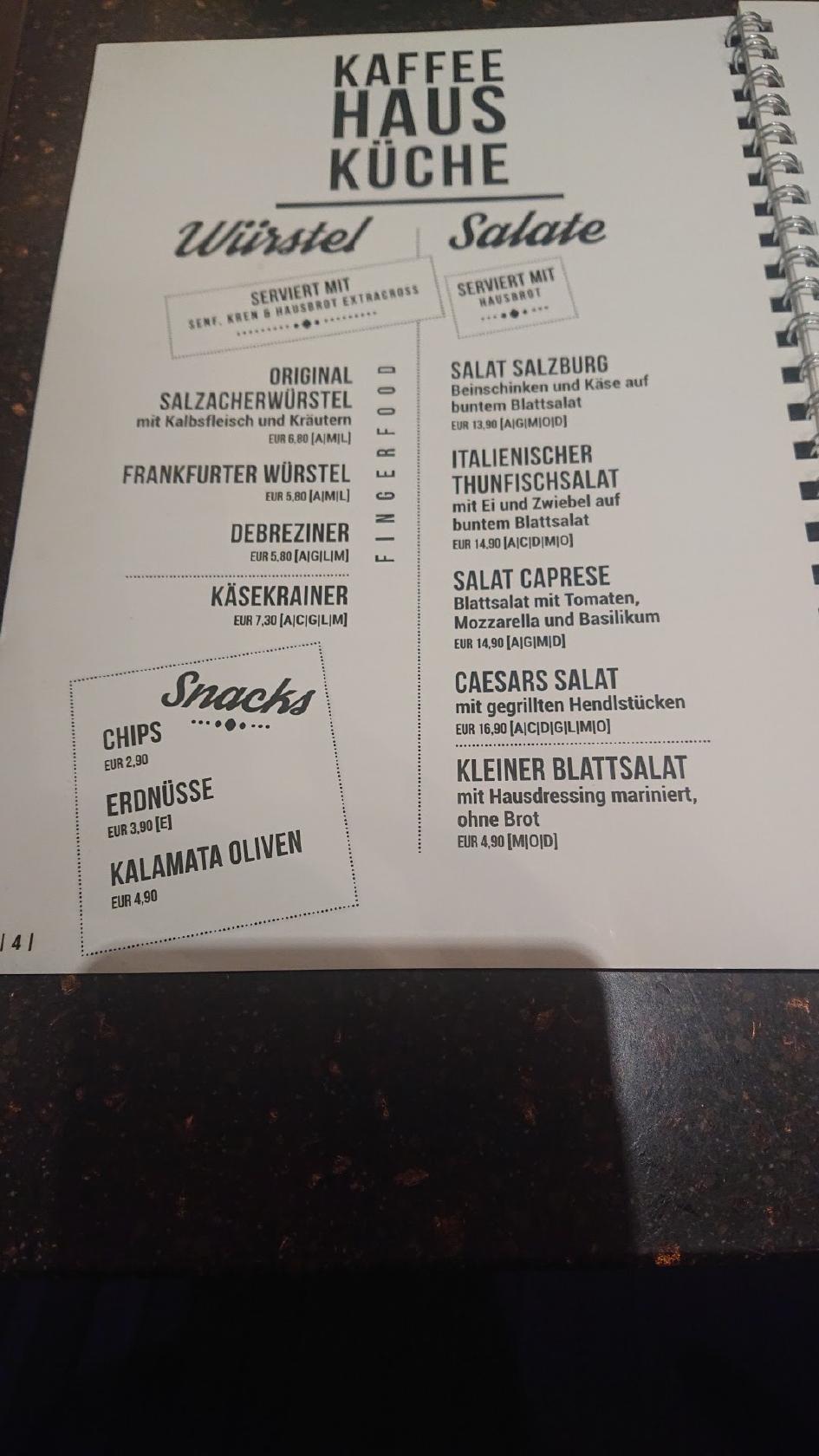 Speisekarte von Café Glockenspiel cafe, Salzburg