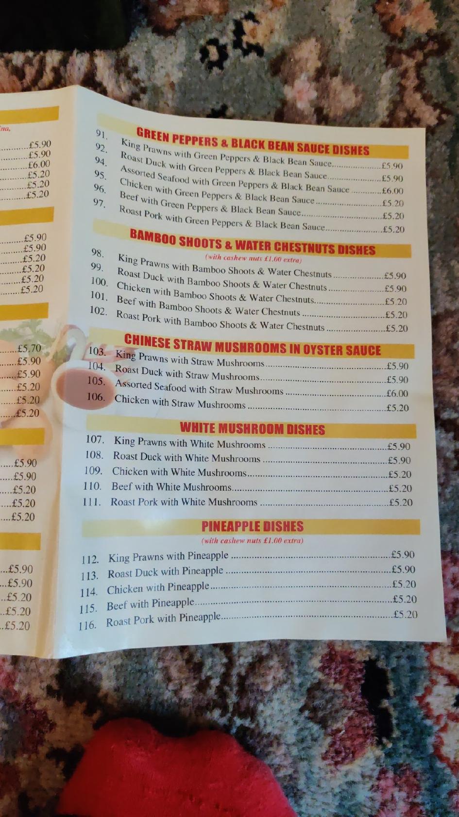 Menu at China Delight fast food, Sheffield