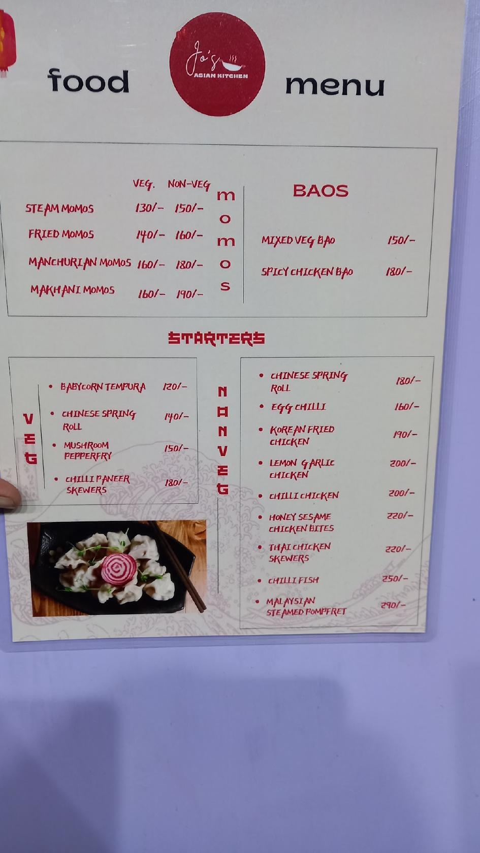 Jo's Kitchen menu