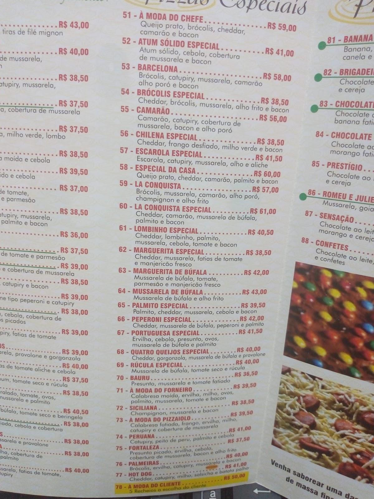 Menu Em La Conquista Pizzaria Santo Andr R Algeciras