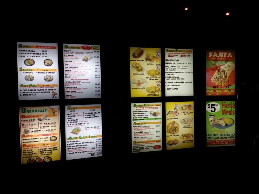 Menu at Diego's Mexican Food fast food, Yuma