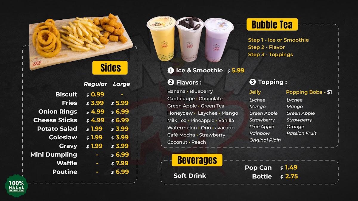 Carta del restaurante wow pop chicken and bubble tea, Edmonton