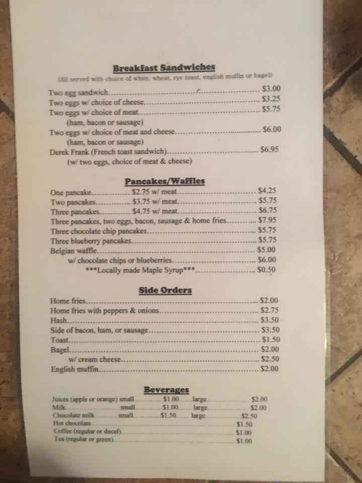 Menu at Judy's Corner Kitchen Restaurant, Mount Upton