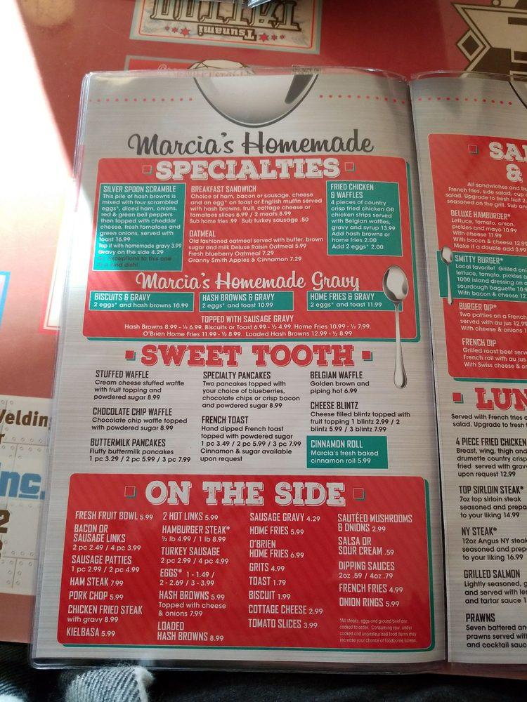 Carta de Marcia's Silver Spoon Cafe,