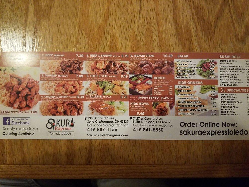 Menu at Sakura Express restaurant, Maumee