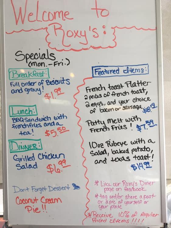 Menu at Roxy's Diner, Lyons, 448 S State St