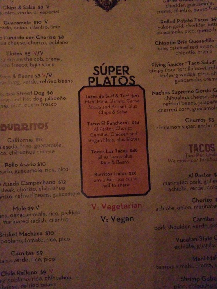 Menu at Round Corner Cantina pub & bar, Pittsburgh