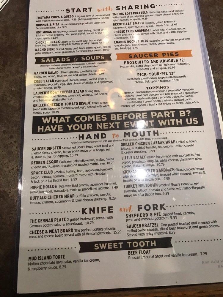 Menu at Flying Saucer Draught Emporium pub & bar, Raleigh