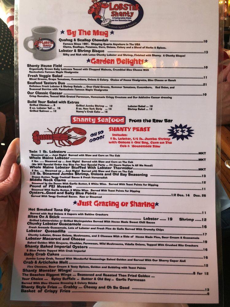 Menu at The Lobster Shanty restaurant, Fenwick Isle