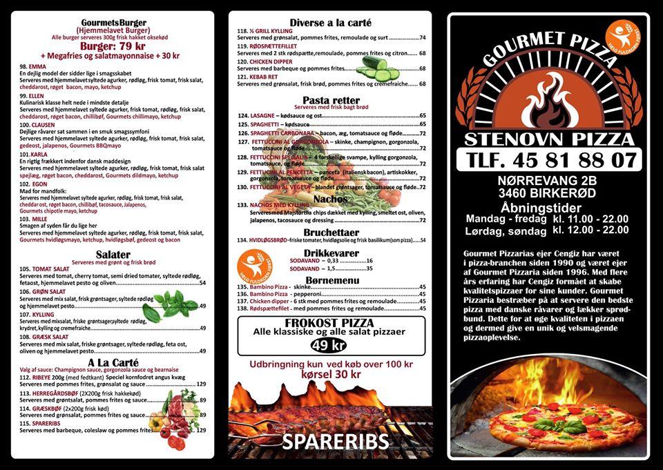 Menu at Gourmet Pizza pizzeria, Birkerød