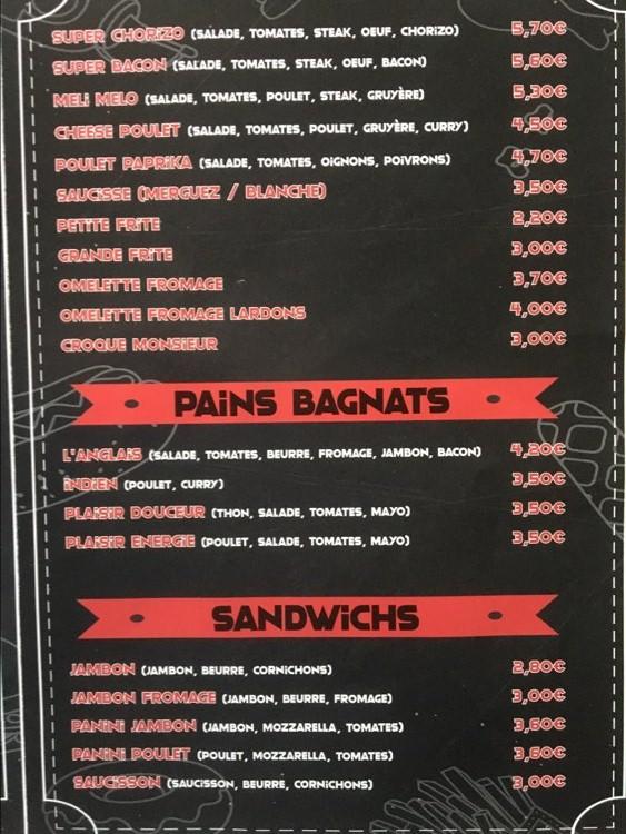 Menu de Snack L'Athypic Traiteur