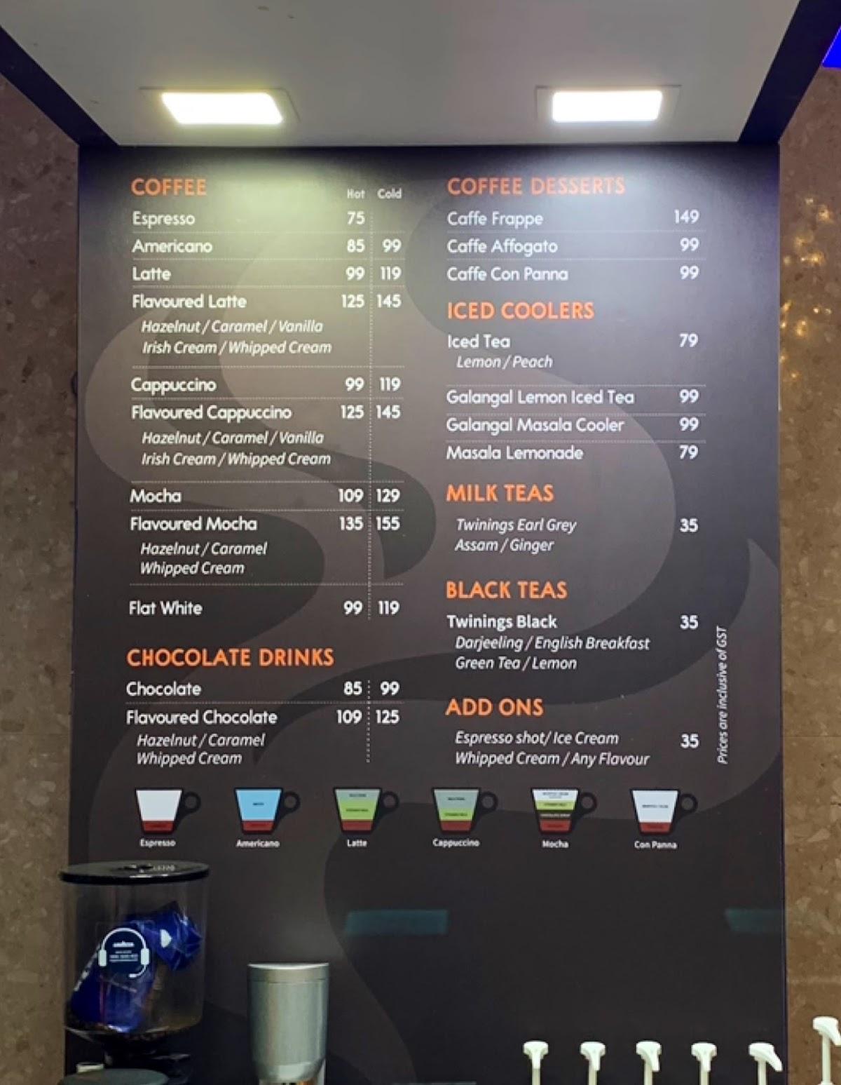 Cafe LavAzza menu