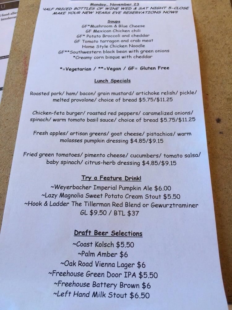 Menu at Five Loaves Cafe, Summerville, 214 N Cedar St