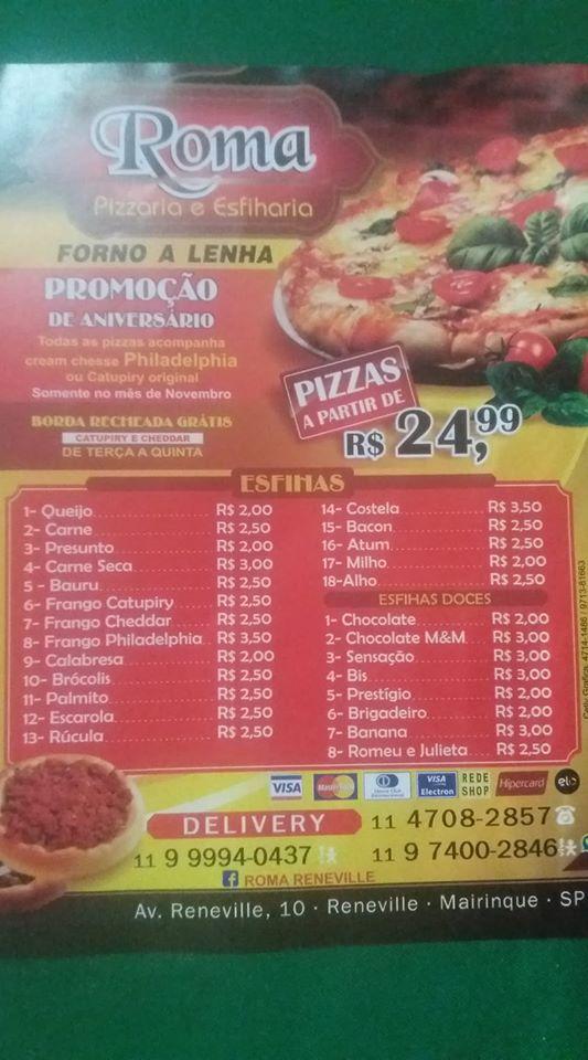 Pzzaria Roma cardápio