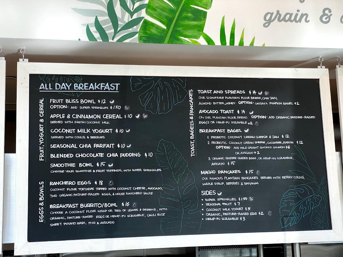Menu at Real Coconut Kitchen Malibu restaurant, Malibu