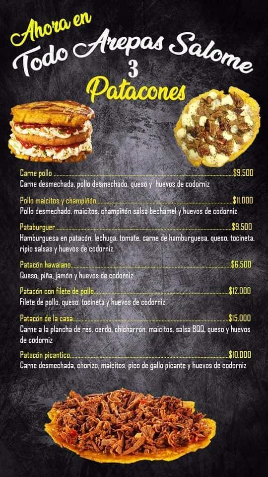 Menu at Todo arepas Salomé restaurant, Manizales, Carrera 8 No. 827