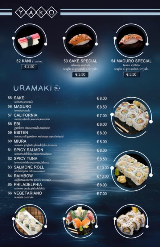 Menu at Yako Asian Fusion restaurant, Cesena, Viale Gaspare Finali