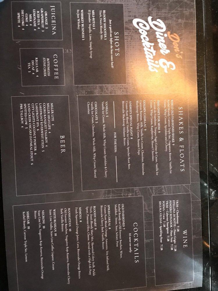 Menu at Don's TV & Repair Speakeasy restaurant, Milwaukee