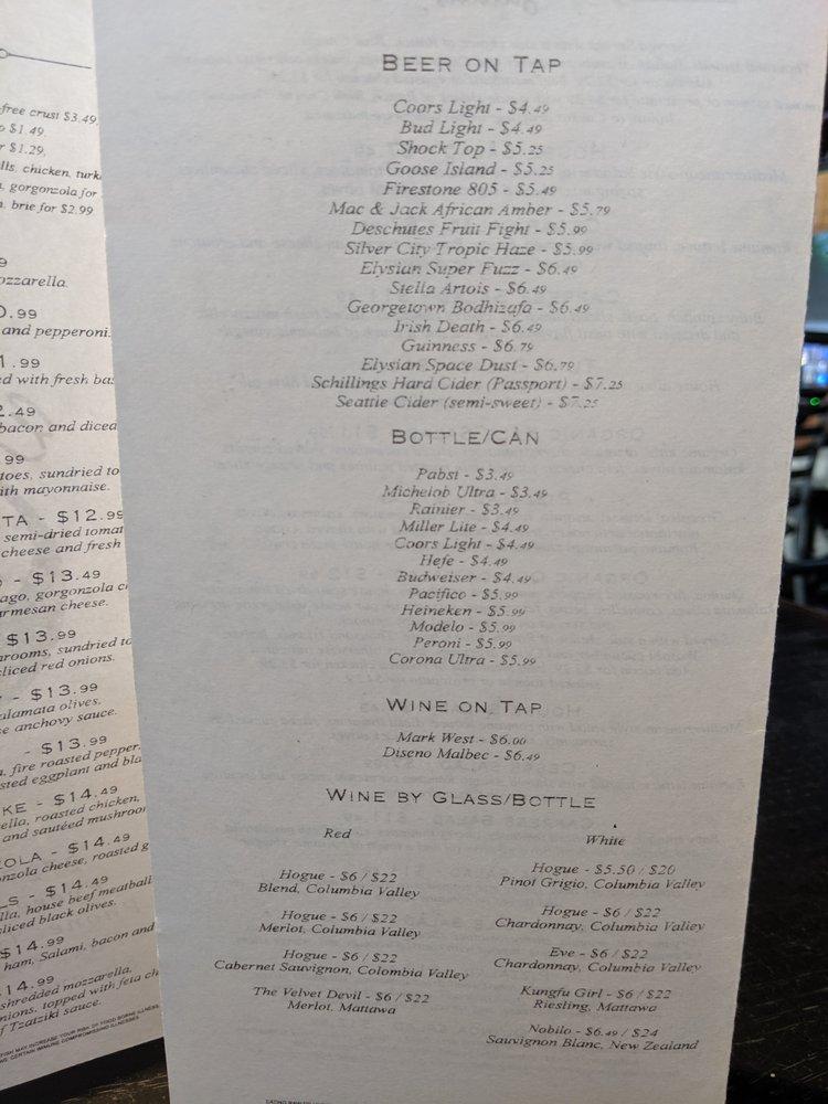 Carta de Eight Ball Cafe, Everett