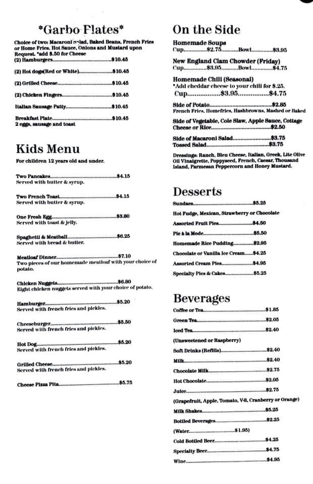 Menu at Brockport Diner cafe, Brockport