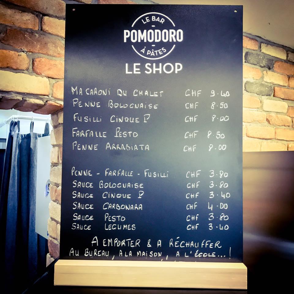 Menu at Pomodoro Pasta e Basta, Nyon