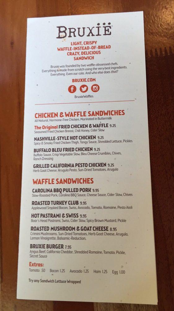 Menu at Bruxie Original Fried Chicken & Waffle Sandwich restaurant, Las