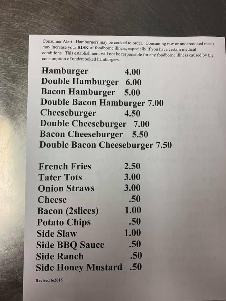 Menu at Corner BBQ aka Tommy's, Rutherfordton