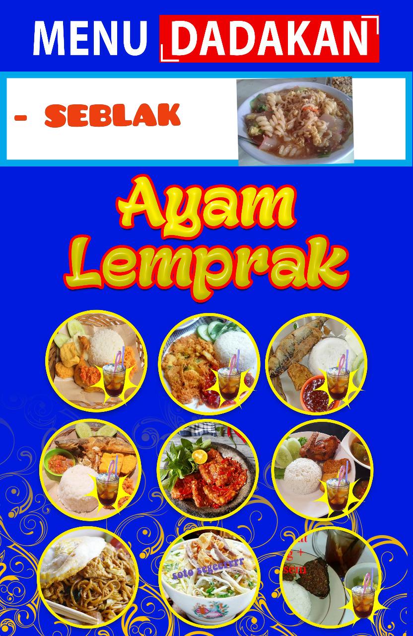 Menu at Ayam Lemprak restaurant, Batang