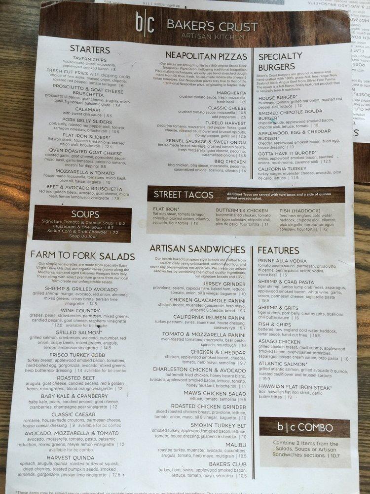 Menu at Baker's Crust Artisan Kitchen restaurant, Richmond, W Broad St ...