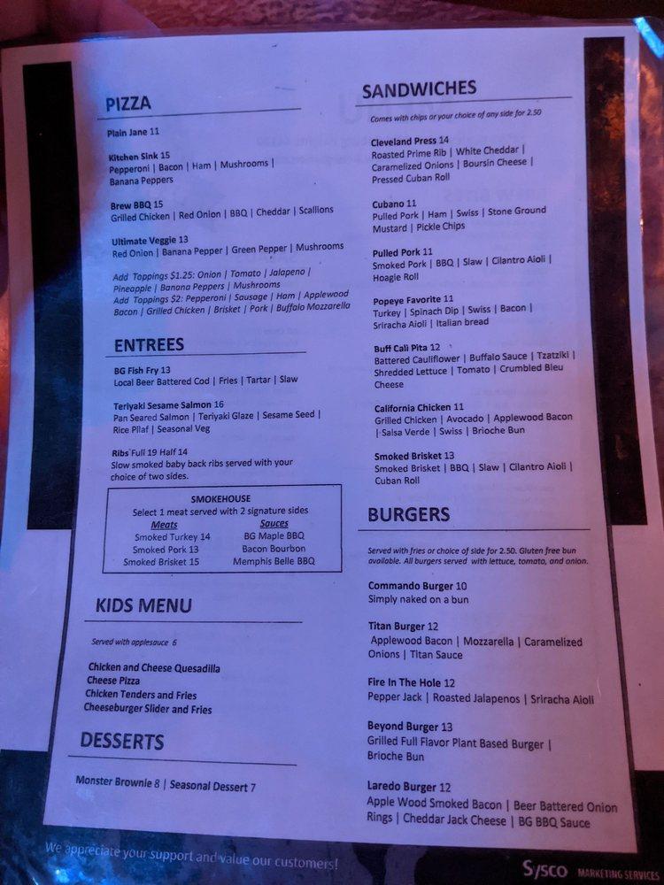 Menu at Brew Garden pub & bar, Middleburg Heights, Bagley Rd