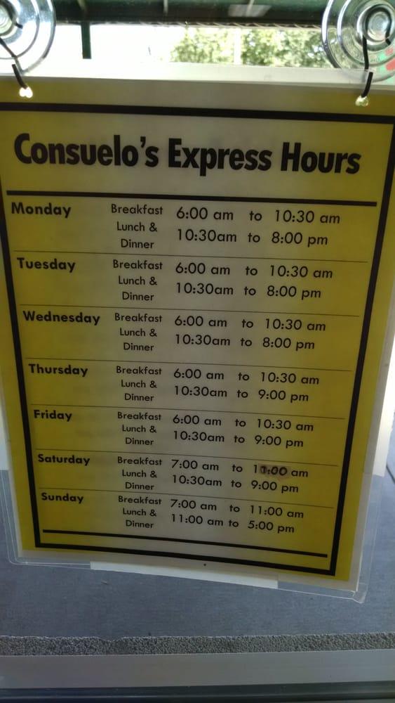 Menu at Consuelo's Express restaurant, Fort Collins